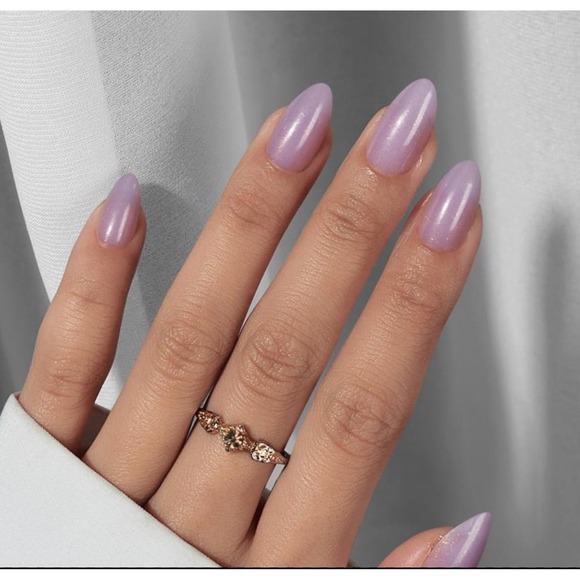 Press On Nails Medium Almond -Glitter Purple Press On Nails, - Picture 2 of 2